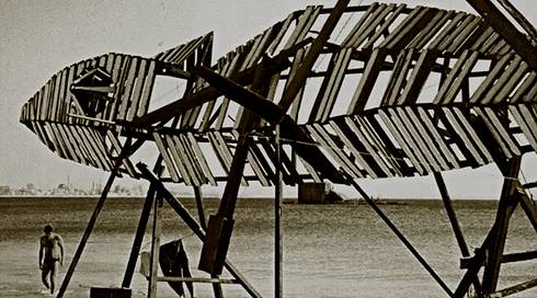 מיצג הזיקית בחוף עכו, 1985